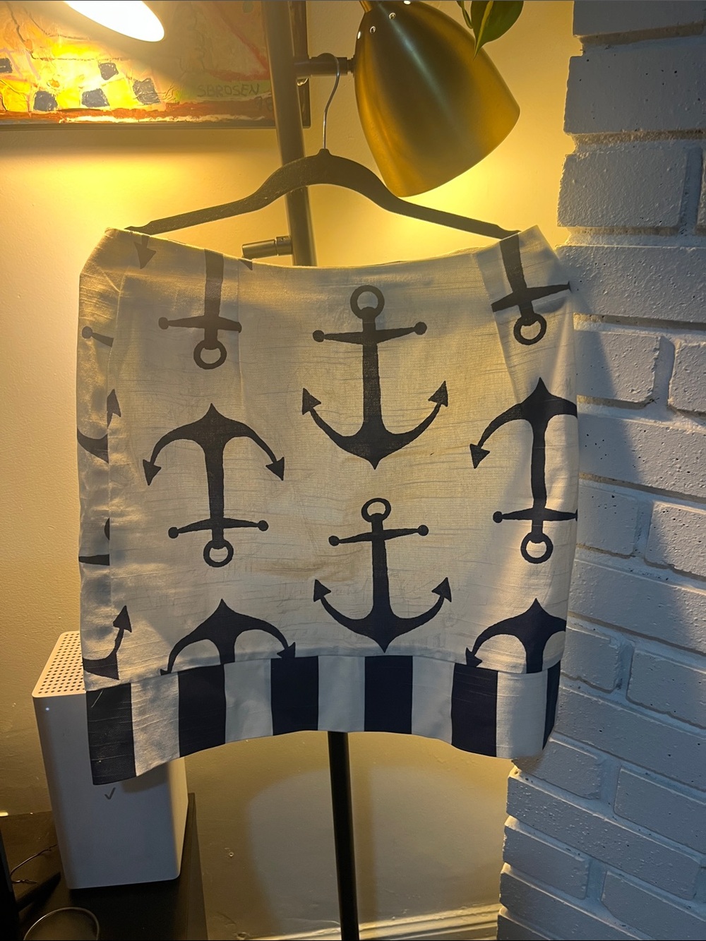 Nautical Anchor Print Mini Skirt - White & Navy